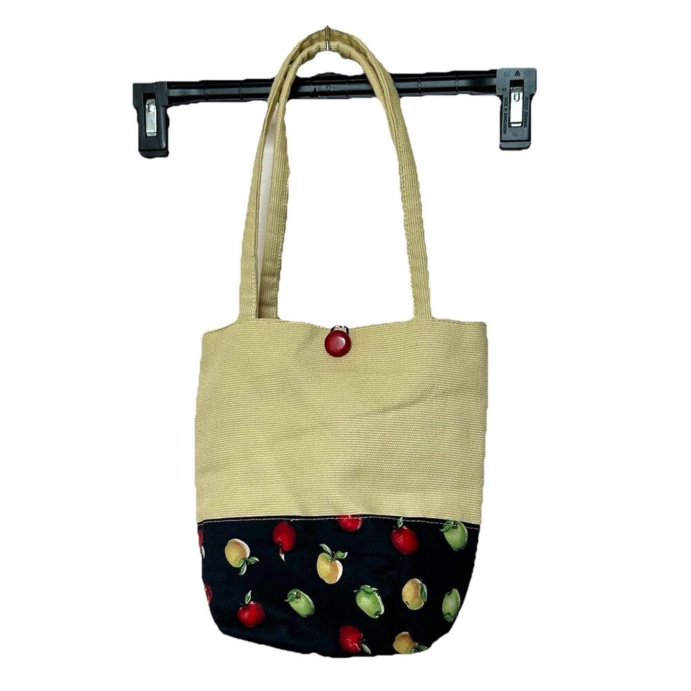 Tote Shoulder Tote Bag Canvas Lined Teacher School Gift Apples